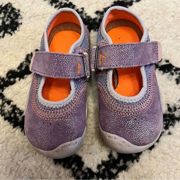 Plae Emme Shimmer Suede & Mesh Lavender/Violet Sneaker Size 6 - Picture 5 of 9
